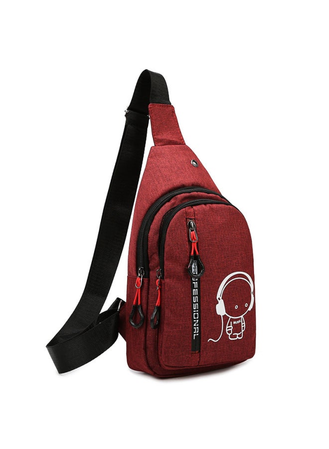 Men's Running Chest Bag 2024 Outdoor Sports Night Glow Casual Waterproof Crossbody Bag Street Trend Nylon Pure Color Daily Match-Color:letter  Gray - Image 4